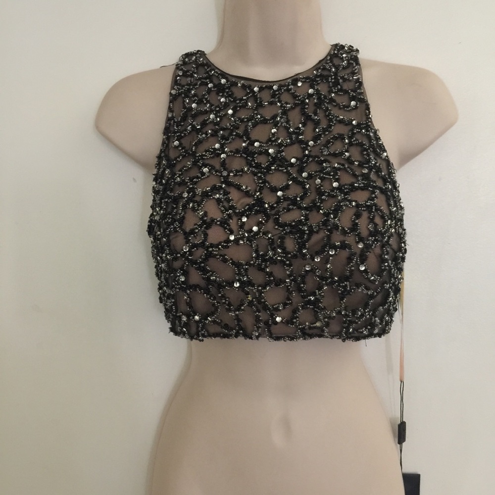 NWT Windsor Beaded Rhinestones Crop Top/ Sz 4